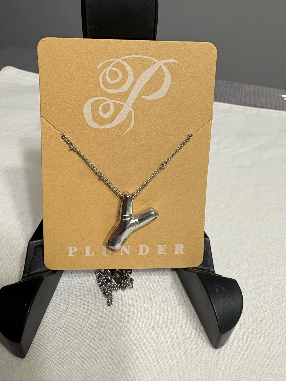 Plunder Design Silver Tone Bubble Initial 'Y' Pendant Necklace